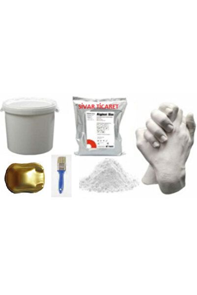 Sivar Altın Akrilik Yaldız Boyalı Aljinat Kalıp El Heykeli Kalıbı Tozu Ve 1 Kg Hızlı Donan Alçı