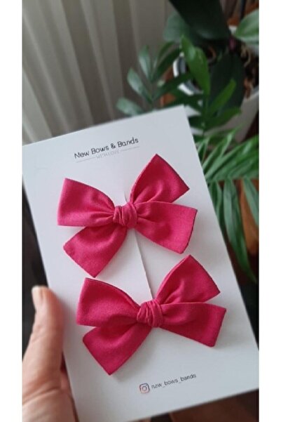 NEW BOWS BANDS Girl and Baby Fuchsia Bow Buckle Set of 2