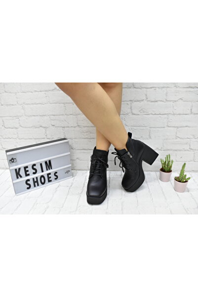 Kesim Shoes Hakiki Deri Kadın Topuklu Bot 34-35-36-37-38-39-40