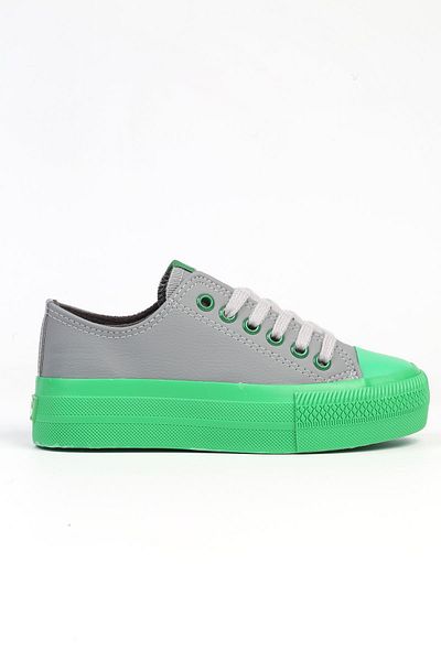 Benetton BN-31124 Gray Green High Sole Women's Sneakers