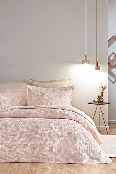 Puffy Shay Double Bedspread Set - Powder