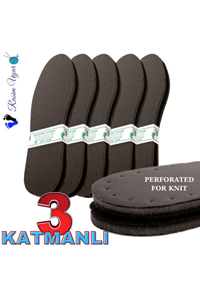 Rasim Uyar Siyah Üç Katmanlı Komfort Patik Tabanı (10'LU PAKET) (SUNİ DERİ EV...