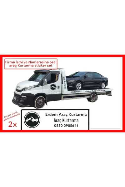 EYBA STİCKER Araç Kurtarma 2'li Sticker Set Yazı Kamyon Traktör Çekici Reklam