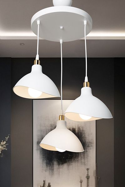 EvLight 3-Piece Metric White Pendant Lamp Chandelier