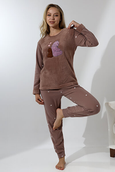 Wordex Σετ γυναικείες πιτζάμες Fwn 5015 βελούδινο Welsoft Fleece Winter Teddy Bear