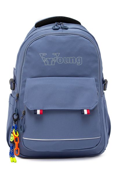 KAFF Young 51585 Blue Blue Unisex Multi-Pocket Water Resistant Backpack with Keychain Accessory
