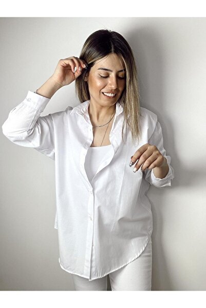 Durmaz Cămașă oversize din popelin pentru femei Cămașă de vară sezon nou