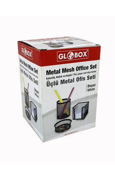 Globox 3-Piece Office Table Set Metal Black Color