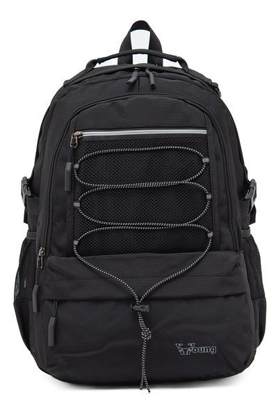KAFF Young 51534 Black Black Unisex Multi-Pocket Water Resistant Backpack