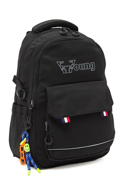 KAFF Young 51585 Black Black Unisex Multi-Pocket Water Resistant Backpack with Keychain Accessory