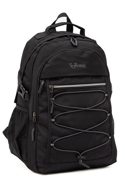 KAFF Young 51537 Black Black Unisex Multi-Pocket Water Resistant Backpack