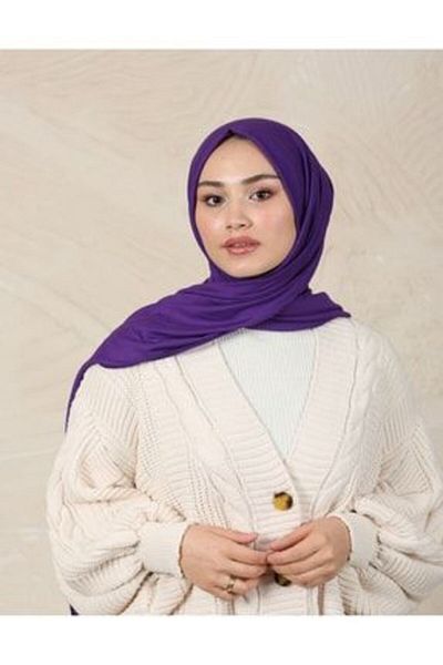 feronis Hijab Women's Combed Cotton Shawl Model _ Violet