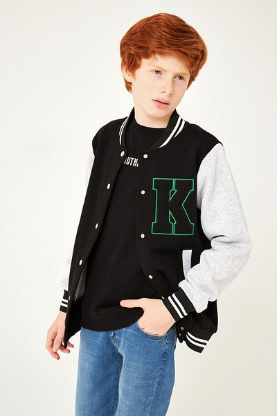 Perendi K Κέντημα Λεπτομερές Boy College Jacket Μαύρο