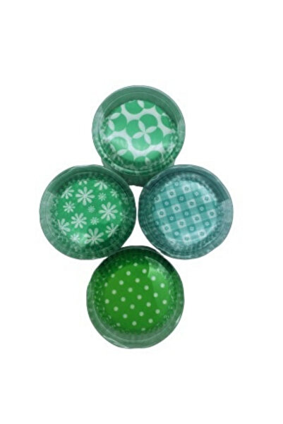 Kitchen Design Lab 100 Adet Muffin Cupcake Kağıdı, Yeşil Tasarımlı Desenli Ka...