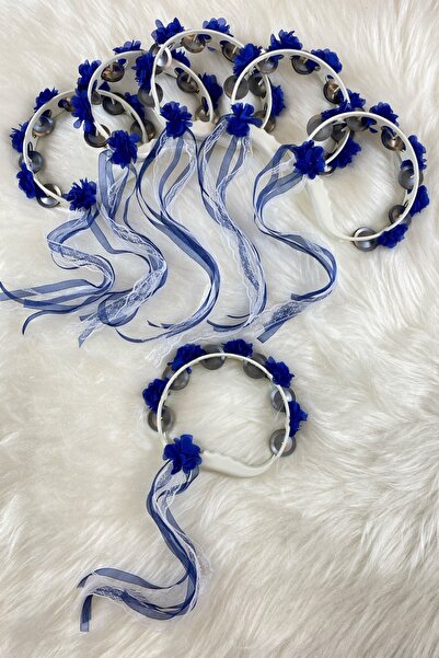 ZEYMERADE Saks Mavi Süslü Gelin Nedime Kına Gecesi Sünnet Düğün Tefi, Üç Boyu...