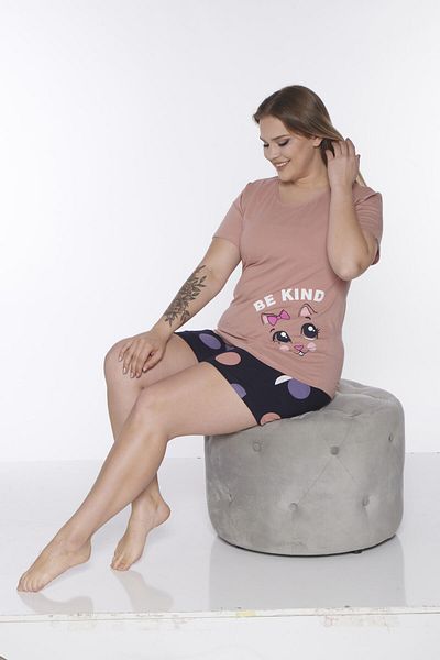 Rubina Secret (LARGE SIZE) Women's Pajama Set with Short Sleeve Shorts - cotton| Cotton Homewear Plus Size