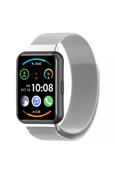 Tagomoon Huawei Watch Fit 2 Uyumlu Hasır Metal Örgü Işlemeli Mıknatıslı Kordon Kayış