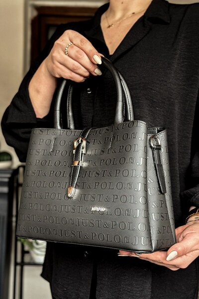 Just Polo حقيبة كتف نسائية متوسطة الحجم بحمالات سميكة مناسبة للاستخدام اليومي 4091 أسود