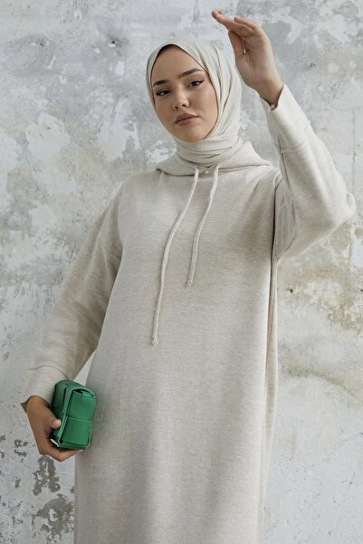 Kirazgym Dlouhé pletené hidžábové šaty s kapucí