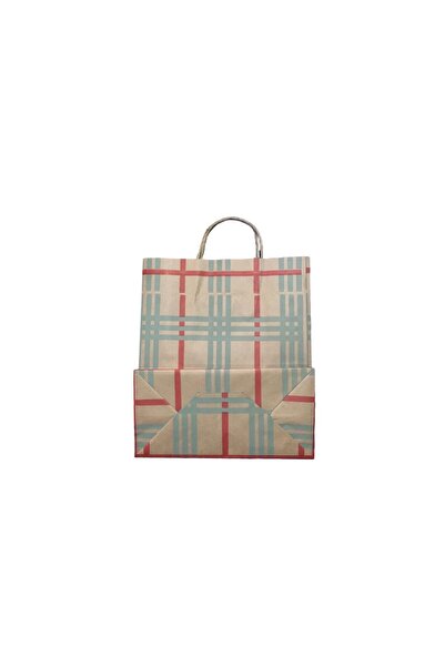 HDF PAZARLAMA Kraft Kağıt Hediye Poşeti/çantası 25x12x31 25 Adet Çizgili Renkli Desen