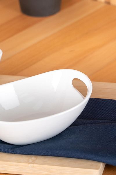 ACAR Bianco Perla Oval 3 Pieces Bowl with Handle - 16.5 Cm