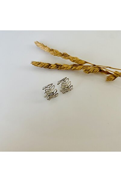 Fynbos Paslanmaz Çelik Yaprak Detaylı Kıkırdak Küpe & Saç Küpesi