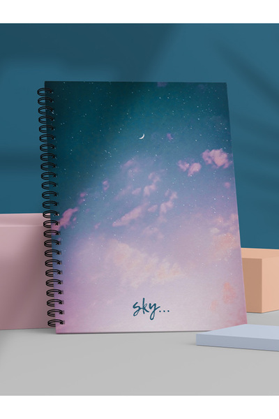 Fobinote Caiet școlar în spirală 80 de coli Sky - Dimensiune A5 cu rigle