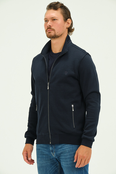 MSW Zippered Lined Regular Fit Men's Stand Collar Thessaloniki Cardigan