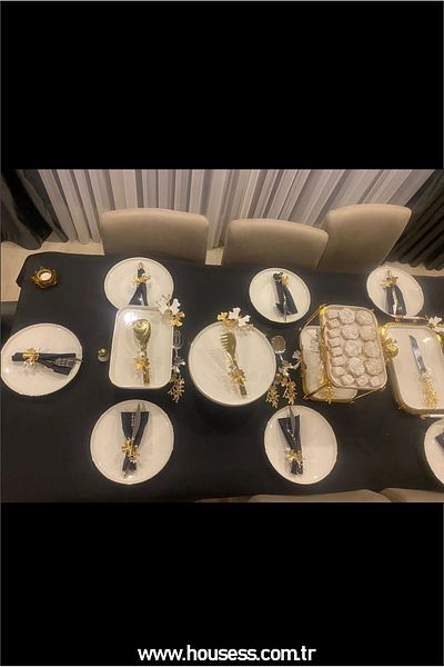 Housess طقم تقديم بمقبض ذهبي منقوش على شكل فراشة مكون من 5 قطع