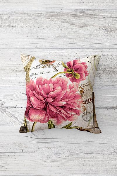 on the clouds Carnation Circumcision Vintage Patterned Concealed Zippered Throw Pillow Cover Sofa Pillow Cover Set (4 PCS)