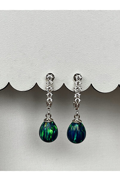 DURAN TAKI TASARIM Opal Zirkon Taşlı Gümüş Küpe