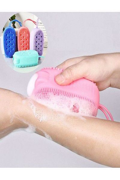 mrtbilisim Silicone Bath Scrub with Solid Soap Bowl (with Sponge) Sponge Bath Scrub Back Foot Scrub