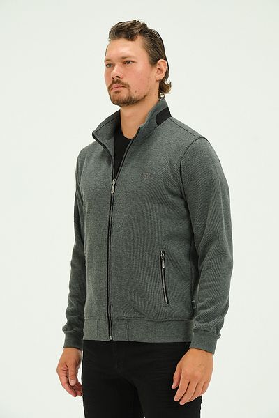 MSW Zippered Lined Regular Fit Men's Stand Collar Thessaloniki Cardigan