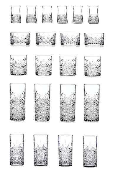 Paşabahçe Timeless Water Glass Set Set - 22 Pcs. Glass Dowry Set Set