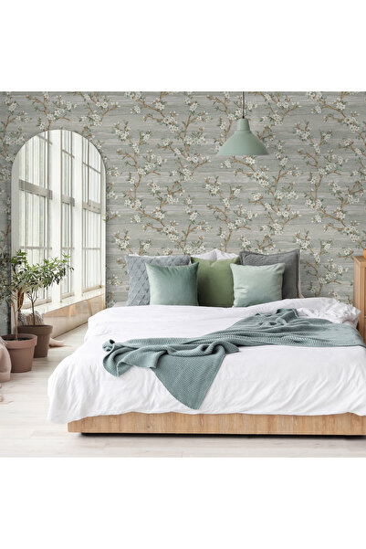 Adawall VERA 1505 Karışık Renkli Zemin Üzerine Çiçekli Bahar Dalları Desenli ...