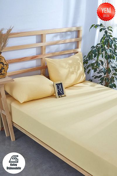 esseHM Fitted Sheet Set Solid Color Cotton-Pillowcase Single-Double Personality-Oversize Fitted Sheet