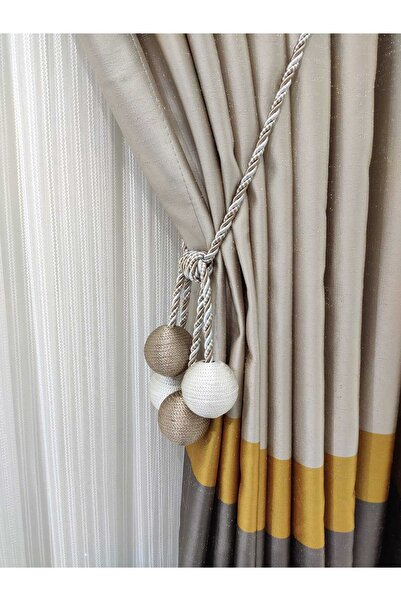 Nish Perde NİSH PERDE Fon Perde Tavan Bağlama Top Broçol İki Adet