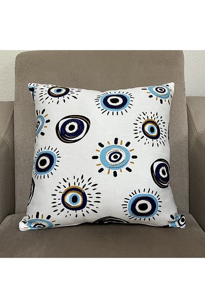 mudita home design Evil Eye Bead Patterned Throw Pillow, Evil Eye Patterned Throw Pillow, Mystical Throw Pillow, Bohemian Throw Pillow