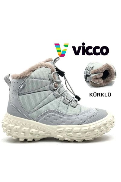 Vicco Tiger Model Furry Lightweight Orthopedic Girl's Gray Snow Boots