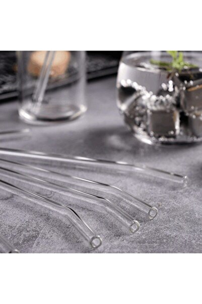 MİMOZA PARK Mimoza 4 Adet Şeffaf Cam Pipet -eğimli Cam Pipet ( 4 Adet )