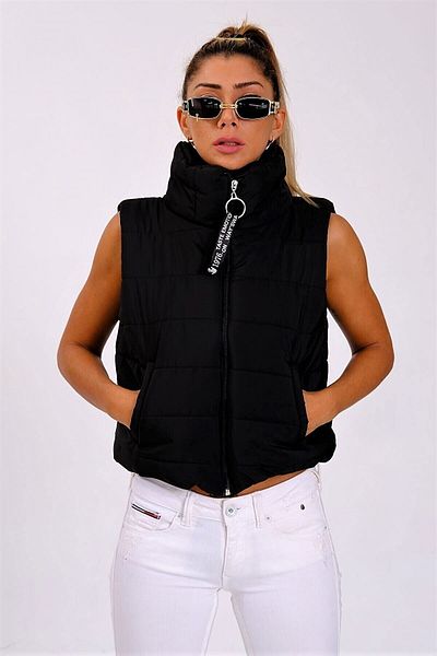 Hazinedan Women's Short Quilted Puff Puffer Vest