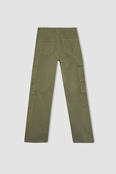 DeFacto High Waist Wide Leg Cool Straight Gabardine Pants - Cargo Pocket, B1450Ax23Au