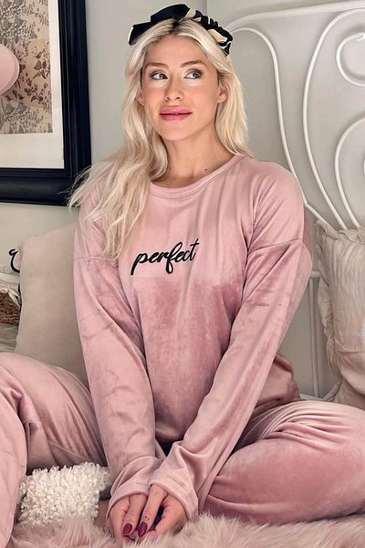 Pijamaevi Powder Perfect mintás exkluzív bársony női pizsama szett