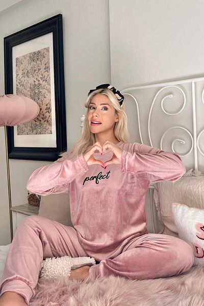 Pijamaevi Powder Perfect mintás exkluzív bársony női pizsama szett