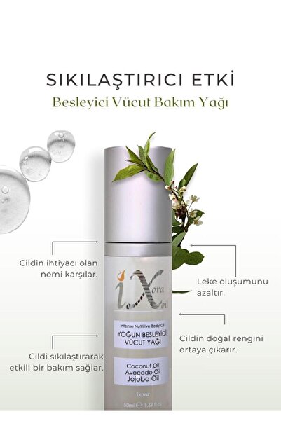 Ixora Oil Selülit Ve Hamilelik Çatlakları Gideren Yoğun Besleyici Doğal Vücut Bakım Yağı 50 ml