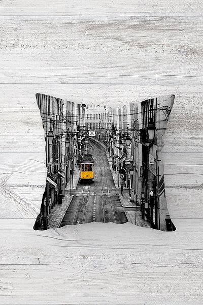 Pelangi Modern Women's Hidden Zippered Throw Pillow Cover with Tram and Hat Sofa Pillow Cover Set(4PCS)