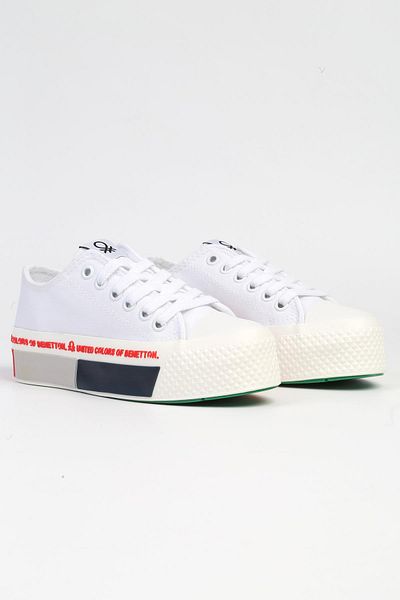 Benetton ® |   BN-30934 - 3114 White Red - Γυναικεία αθλητικά παπούτσια