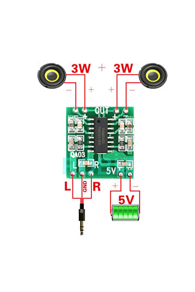 Genel Markalar PAM8403 Mini 2x3w Stereo Ses Amfilikatörü D CLASS Amfi Yükseltici