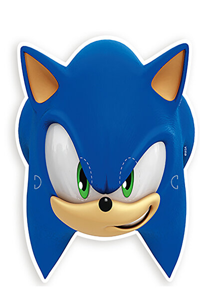 Parti dolabı Pack of 6 Super Sonic Cardboard Mask, Sonic Boom mask Birthday Mask