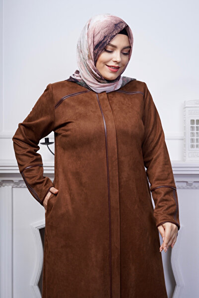 JALİA WOMEN'S BATTAL SHOULDER SLEEVE BOOTS LEATHER CAR DETAIL ZIPPERED SUEDE COAT-5041